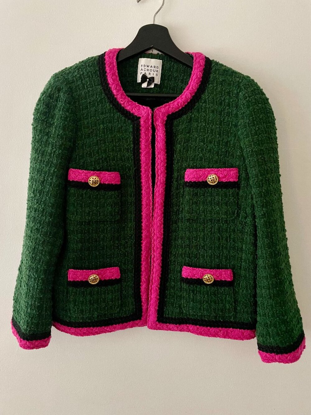 Edward Achour Paris Boucle Wool Mohair Blend Jacket Size FR 44